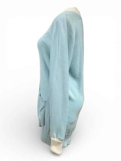 Chanel - Gilet long bleu ciel T36