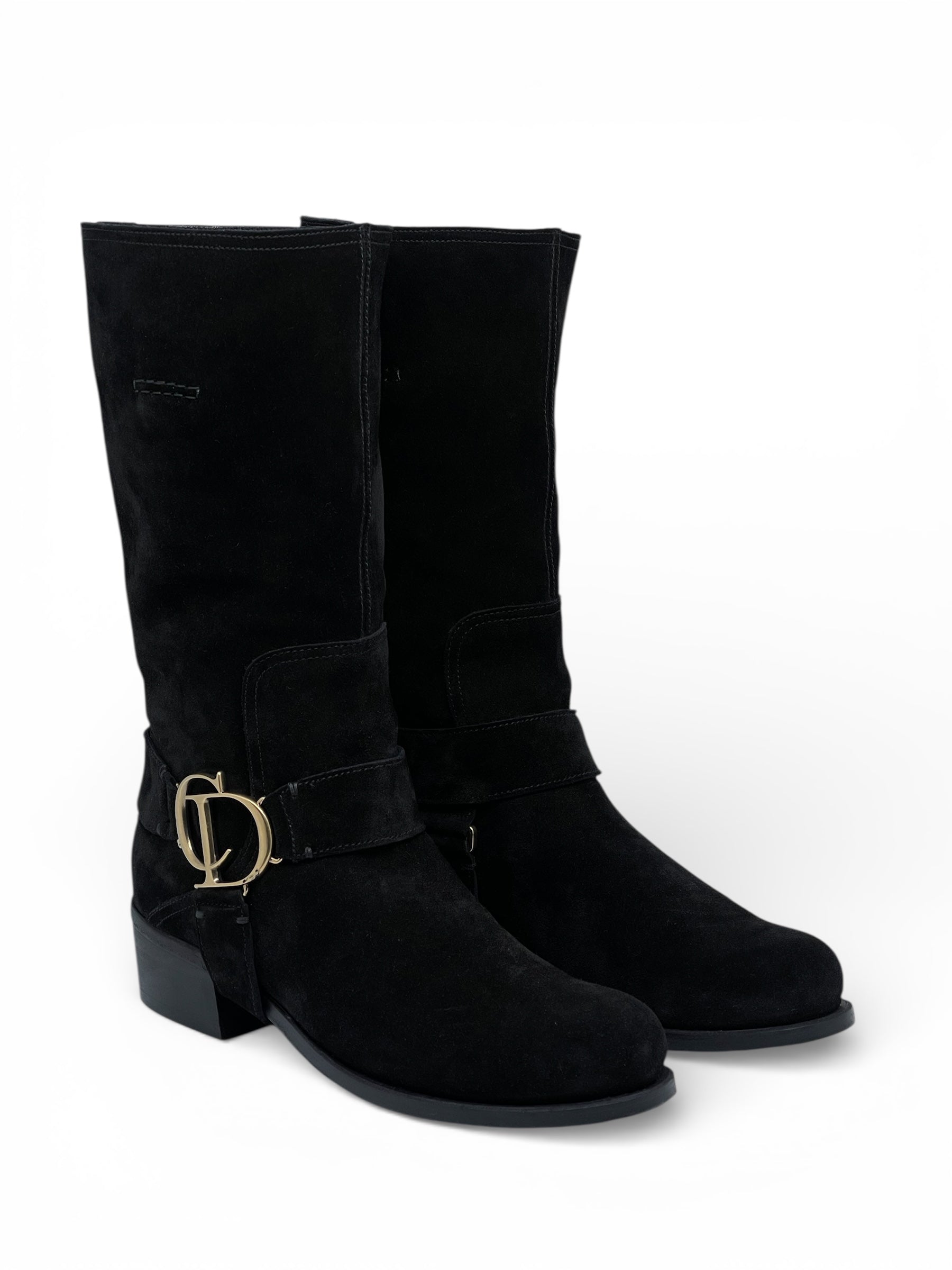 Dior - stivali in camoscio neri T.36,5