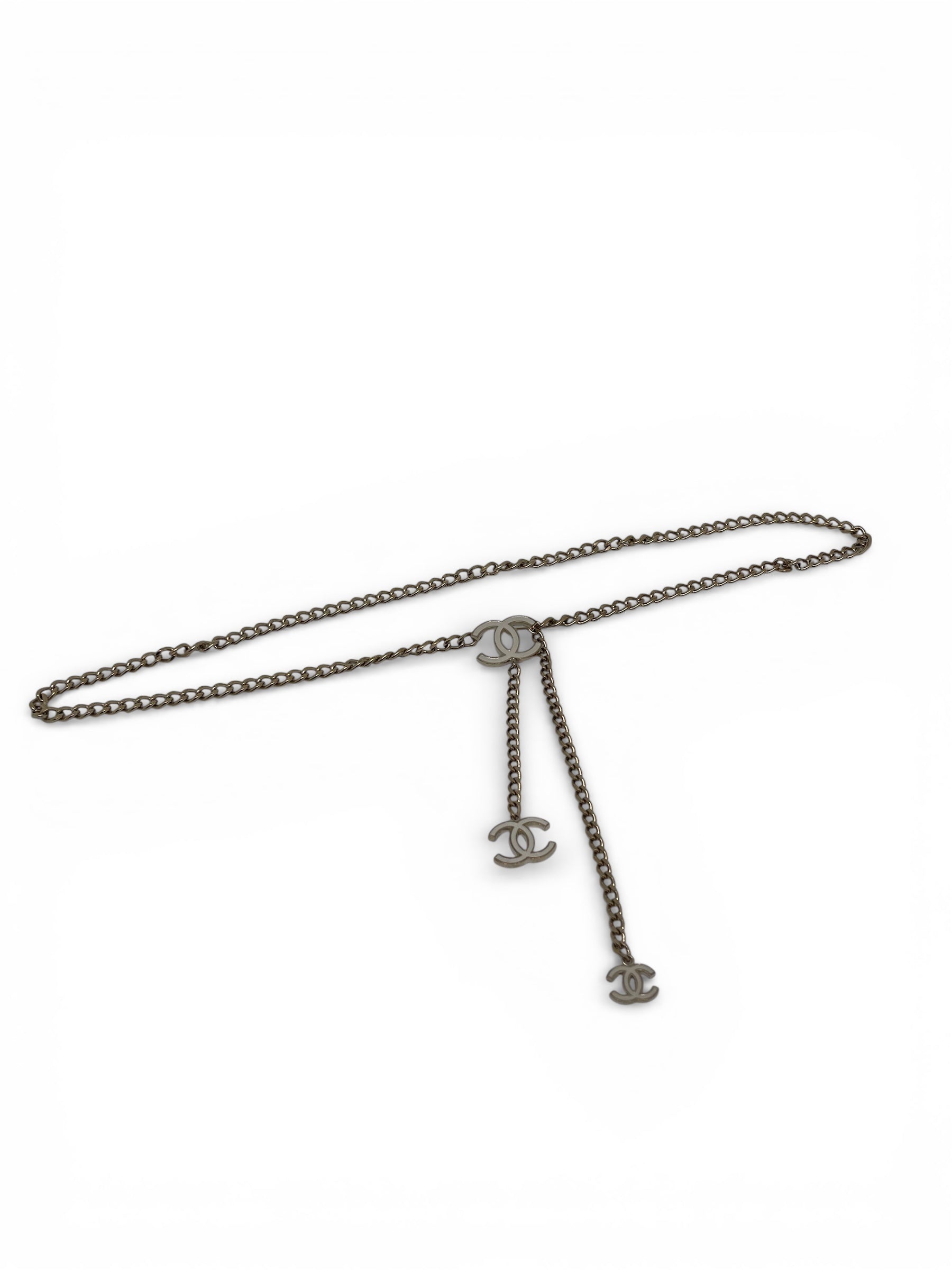 Chanel - Chain belt with beige CC
