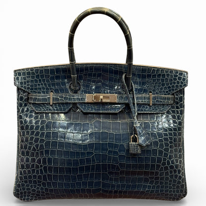Hermès - Sac Birkin 35 crocodile bleu