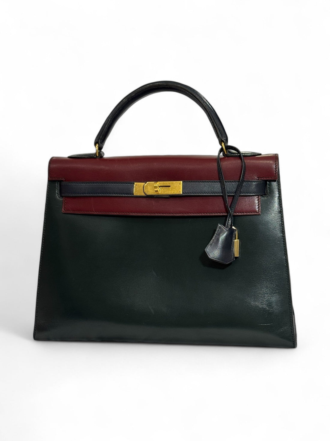 Hermès - Sac Kelly 32 en cuir box tricolore