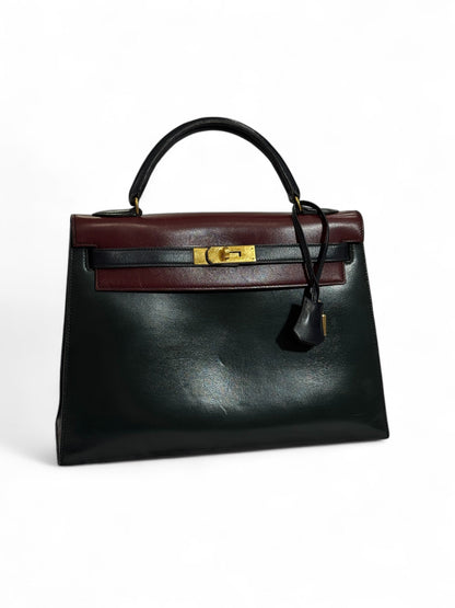 Hermès - Sac Kelly 32 en cuir box tricolore