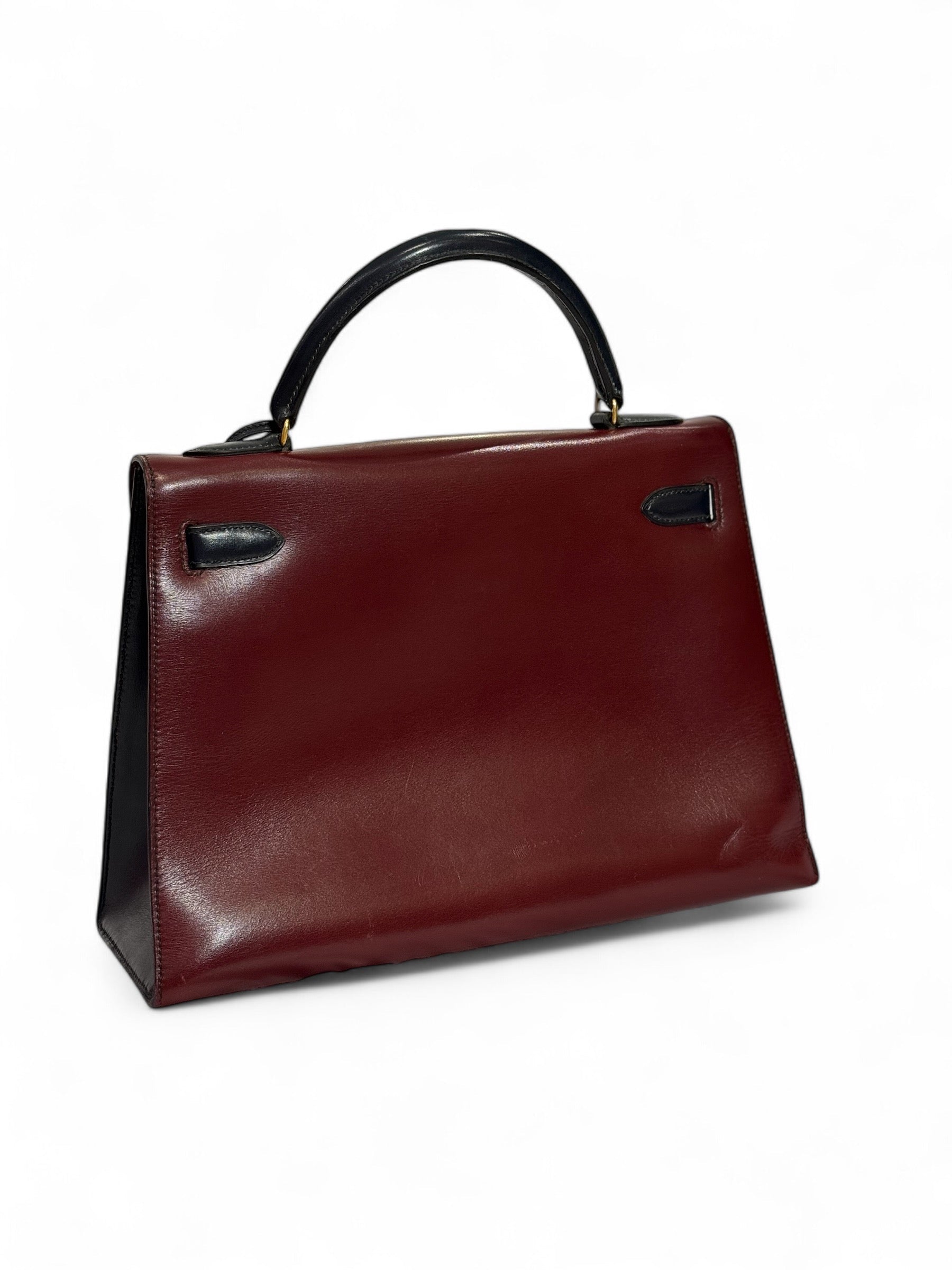 Hermès - Sac Kelly 32 en cuir box tricolore