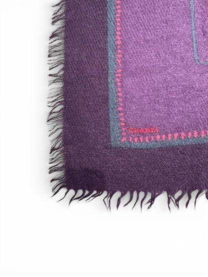 Chanel - Carré 90 CC en laine violet