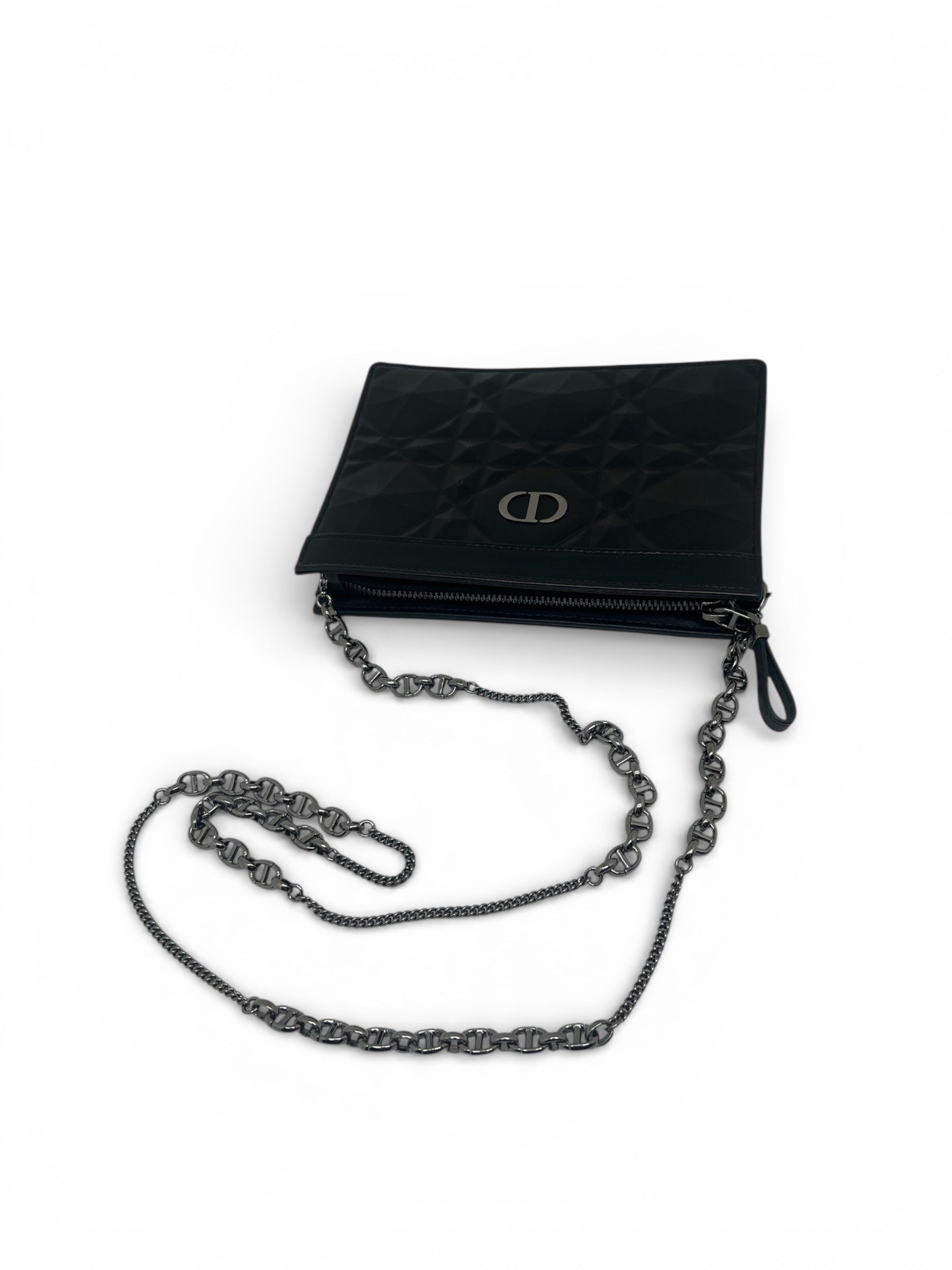 Dior - Black zipped Mini Caro pouch