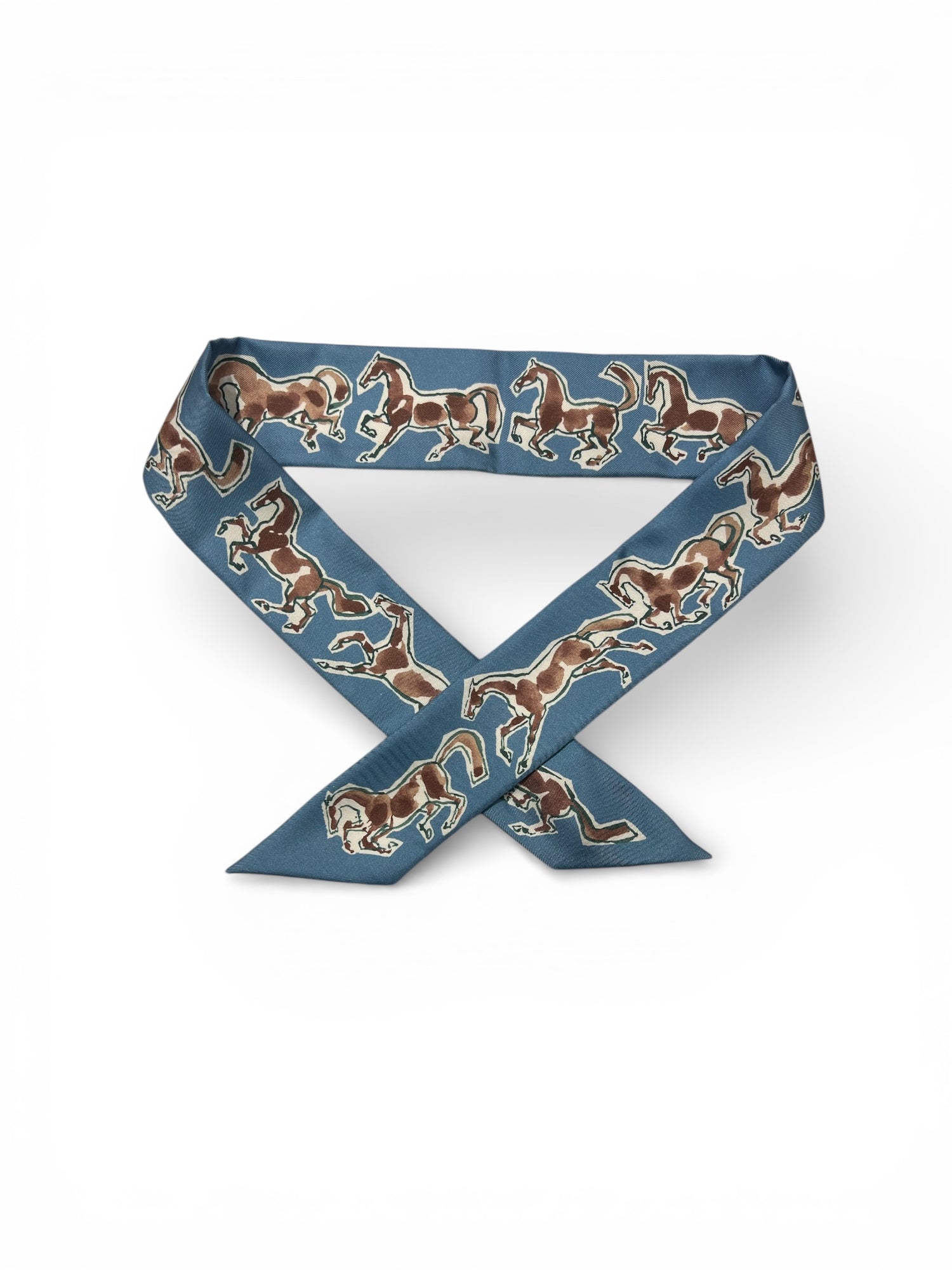 Hermès - Twilly « Les Chevaux en liberté » bleu