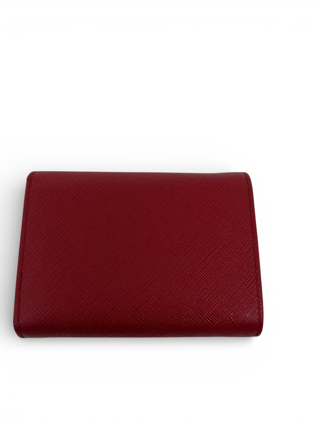 Prada - Portefeuille à plaque Logo en cuir rouge