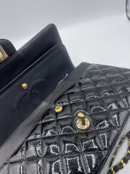 Chanel - Tasche 11.12 Zeitlos schwarz lackiert glitzernd