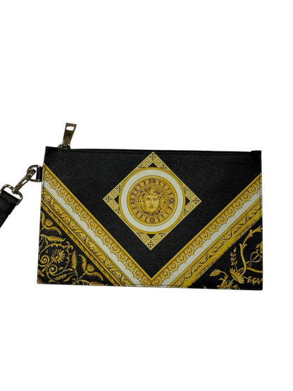 Versace - Pochette médusa cuir noir