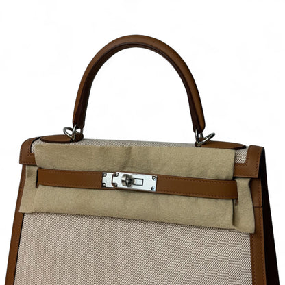 Hermès - Sac Kelly 28 cuir et toile