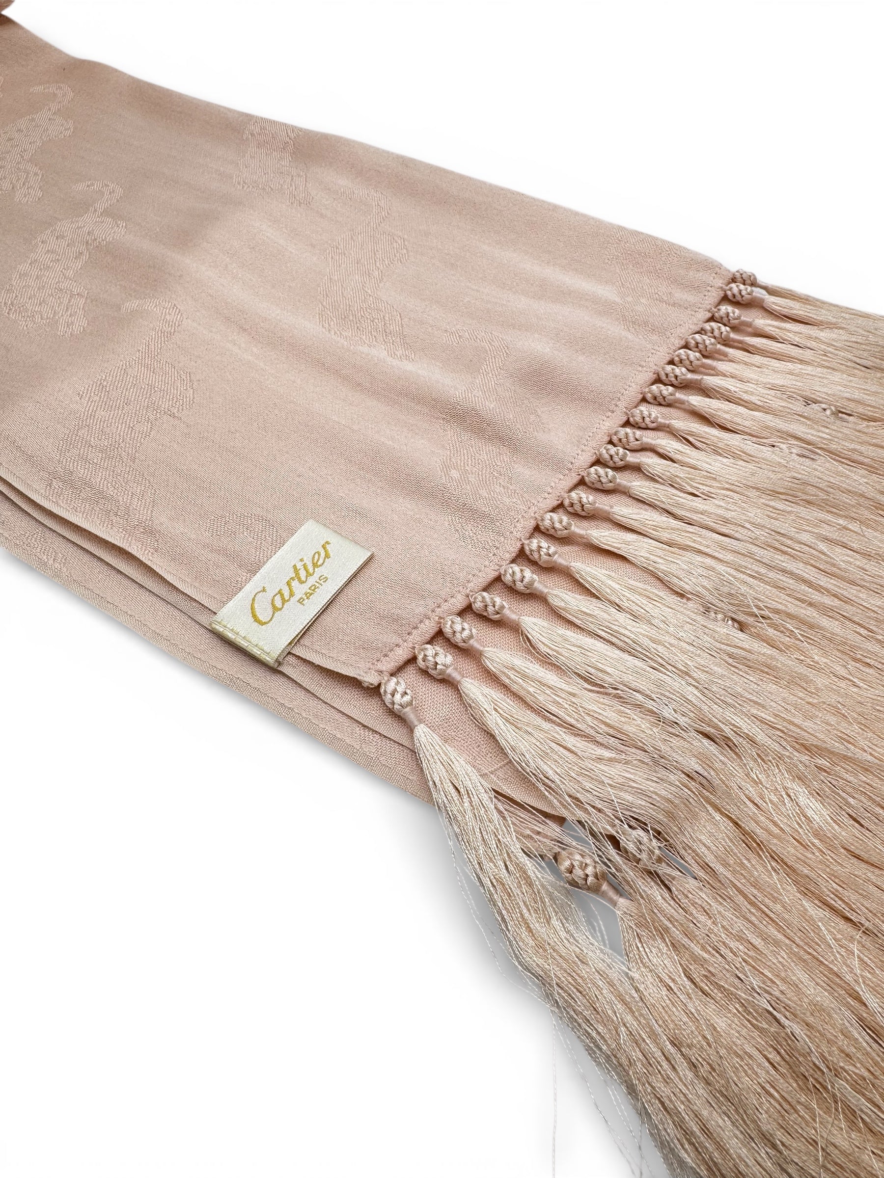 Cartier - foulard di seta rosa con motivo ghepardo
