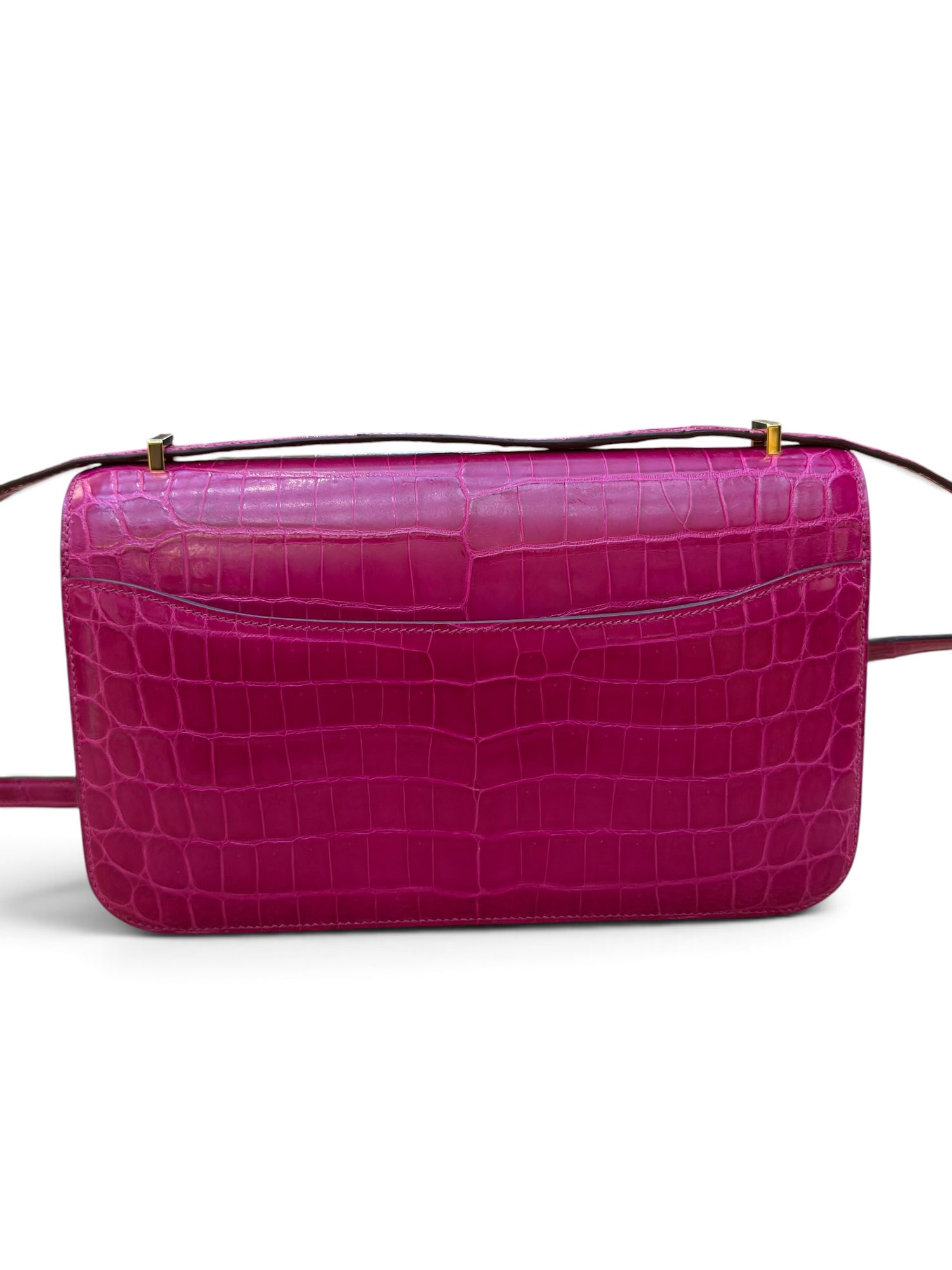 Hermès - Sac Constance Élan Crocodile Porosus Rose