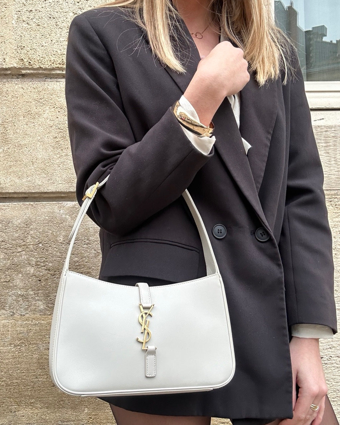 Saint Laurent – weiße 5 à 7 Hobo-Tasche