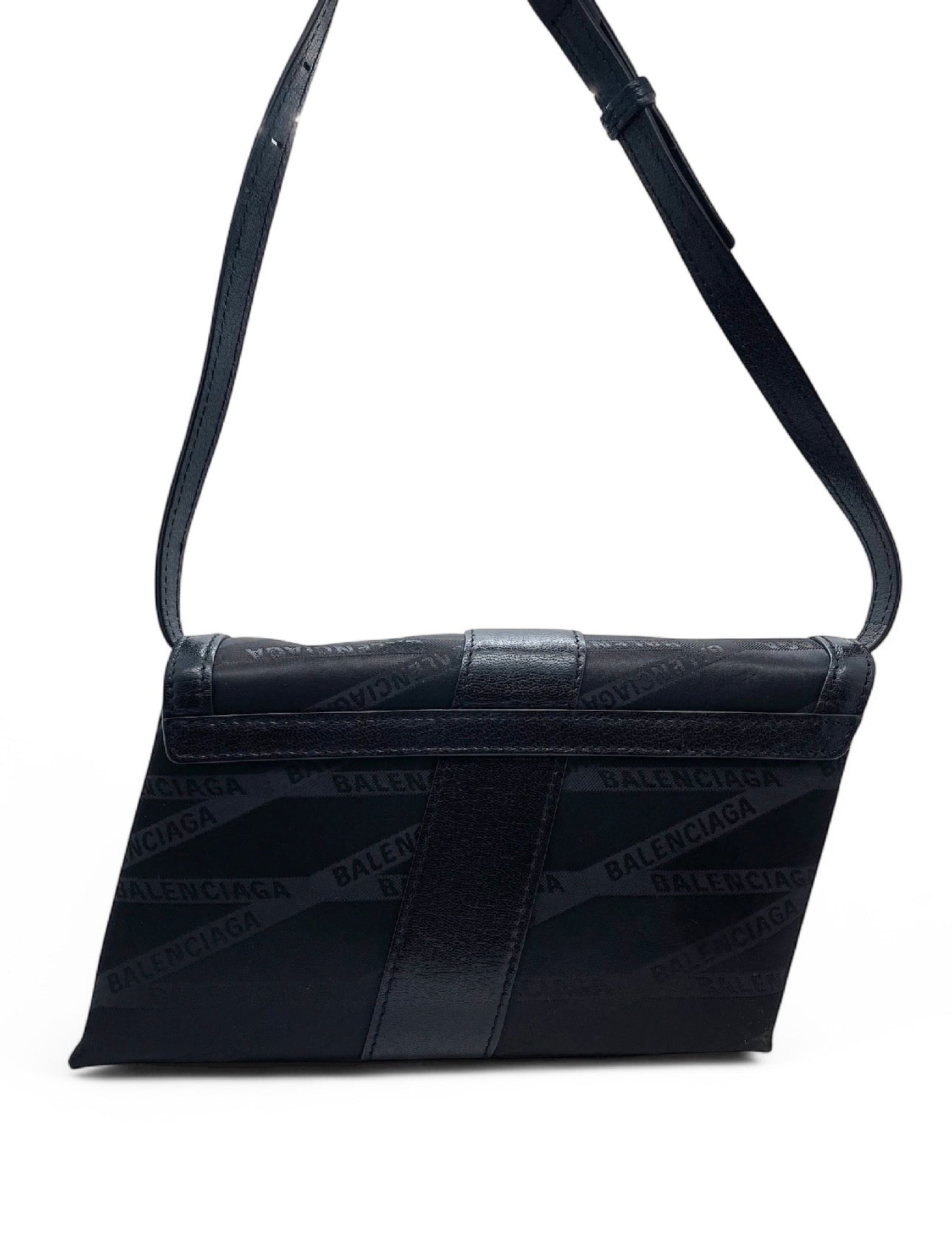 Balenciaga - Sac Shift en cuir et nylon noir