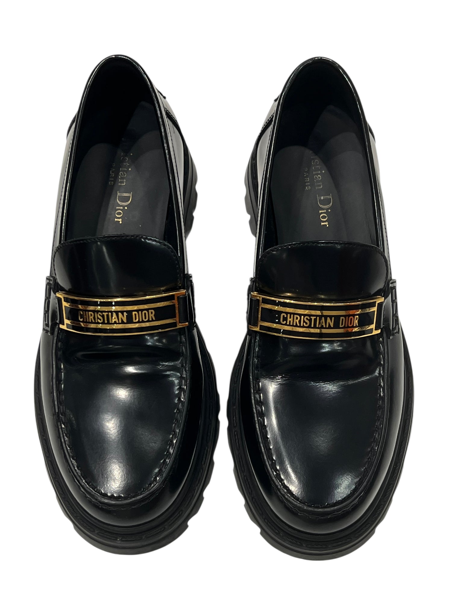 Dior - mocassins code cuir noir T 38,5