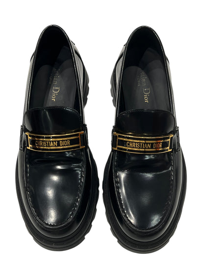 Dior - mocassins code cuir noir T 38,5