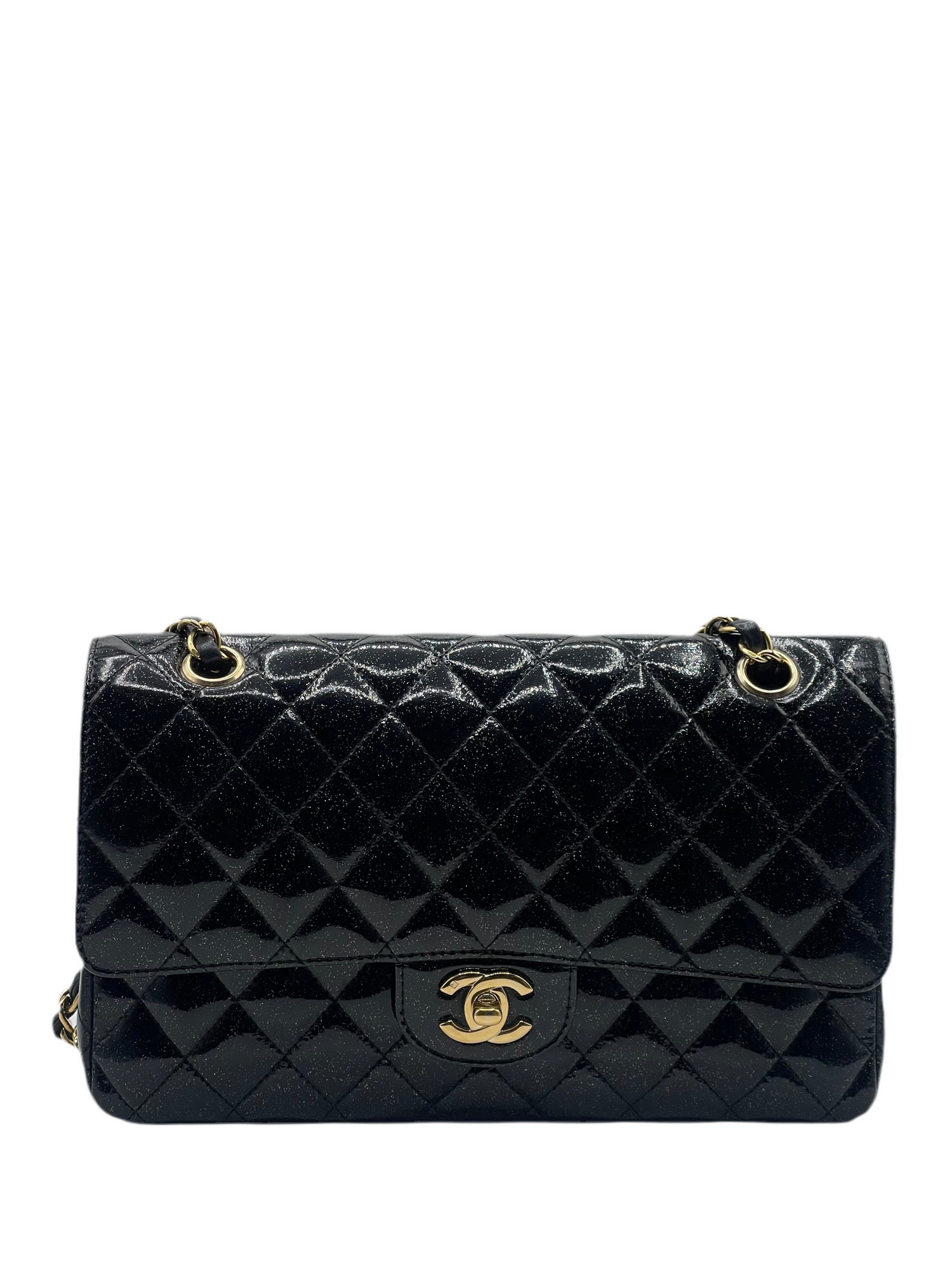 Chanel - Tasche 11.12 Zeitlos schwarz lackiert glitzernd