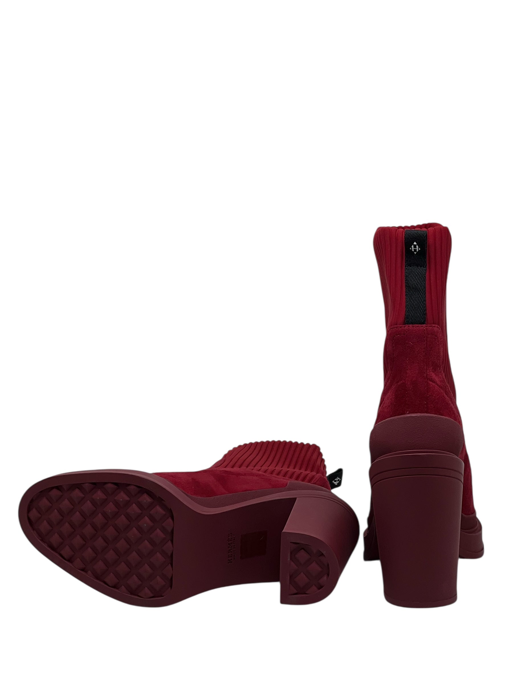 Hermès - Bottes en daim bordeaux T38