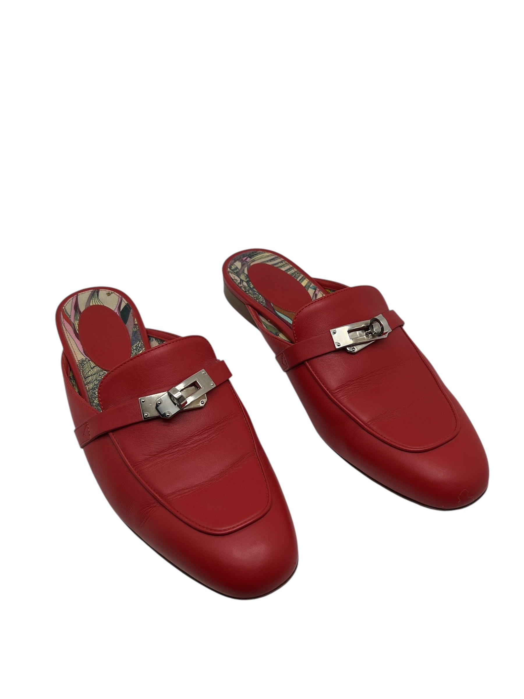 Hermès - Mules rouge en cuir T38
