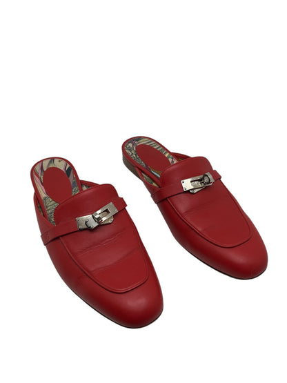 Hermès - Mules rouge en cuir T38