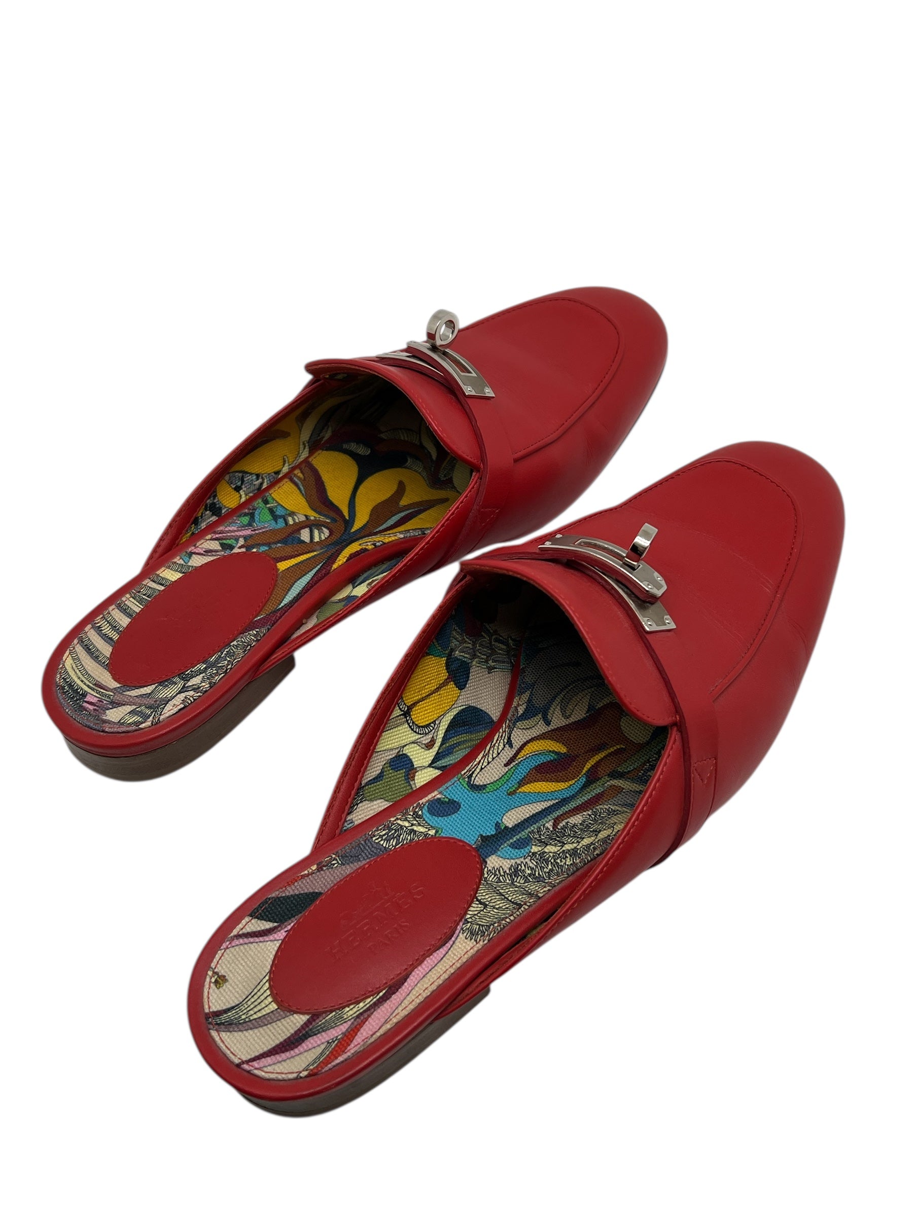 Hermès - Mules rouge en cuir T38