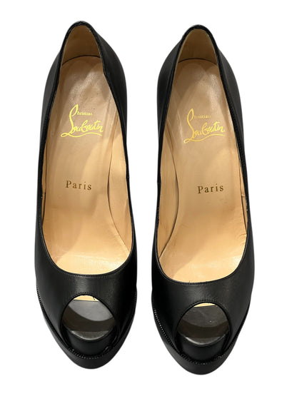 Christian Louboutin -  Escarpins en cuir noir Lady Peep T38