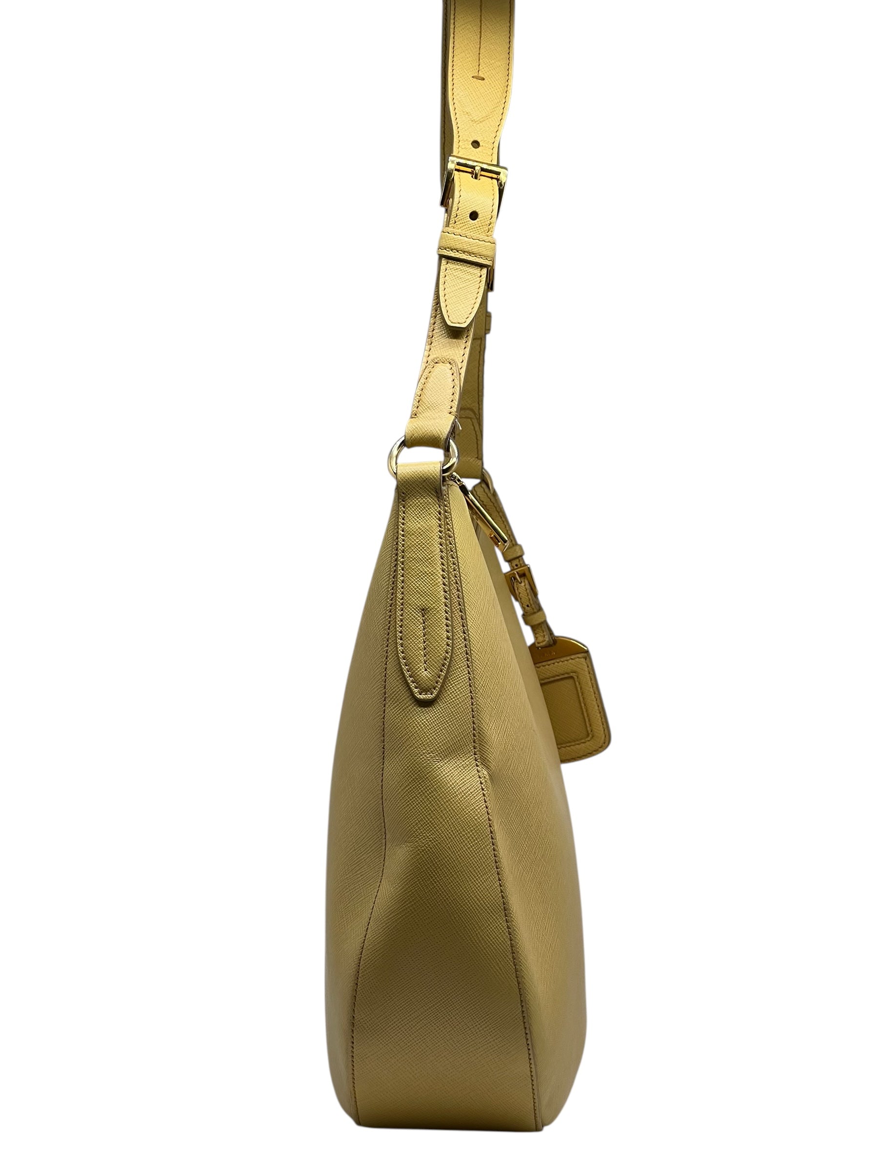 Prada - Sac Cleo en cuir jaune