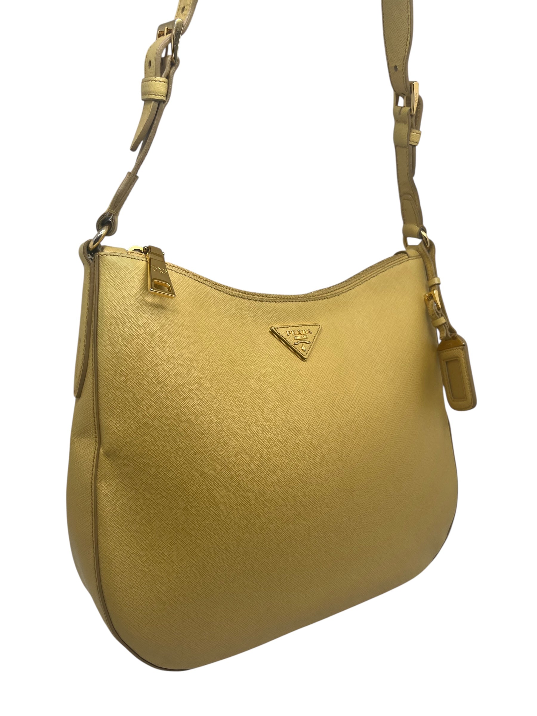 Prada - Sac Cleo en cuir jaune