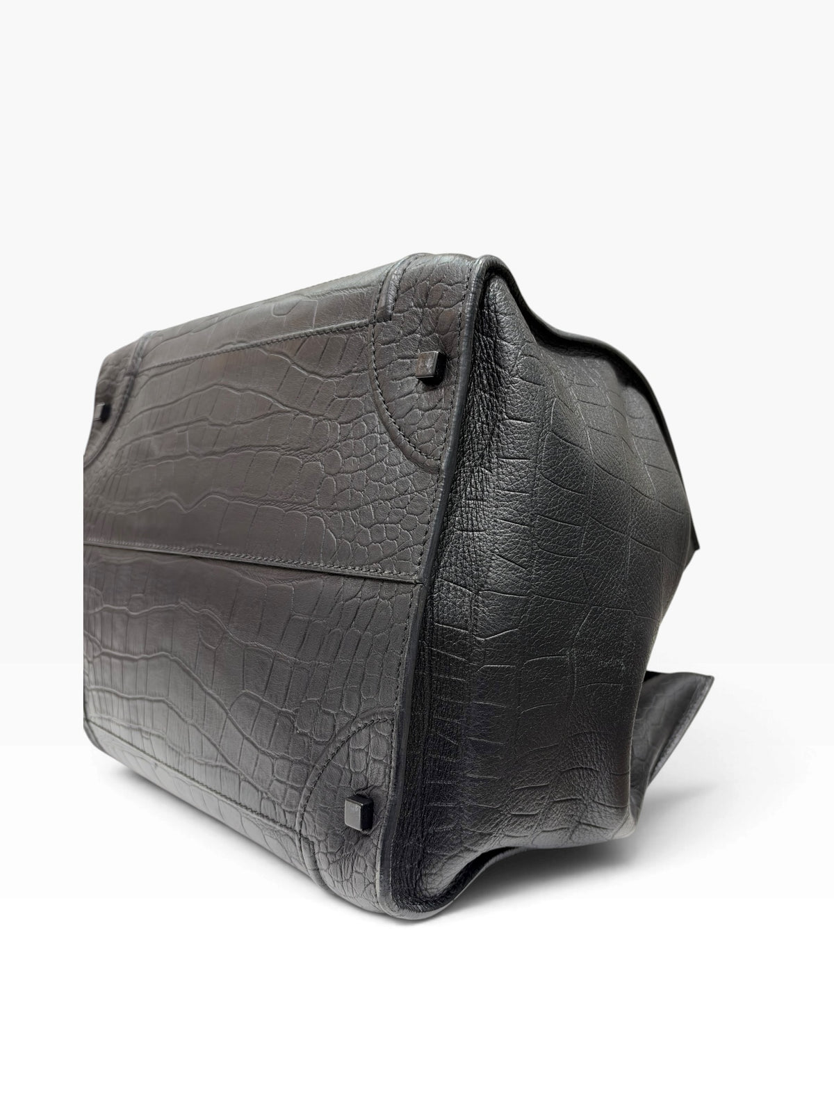Céline - Sac Phantom Luggage cuir noir embossé croco