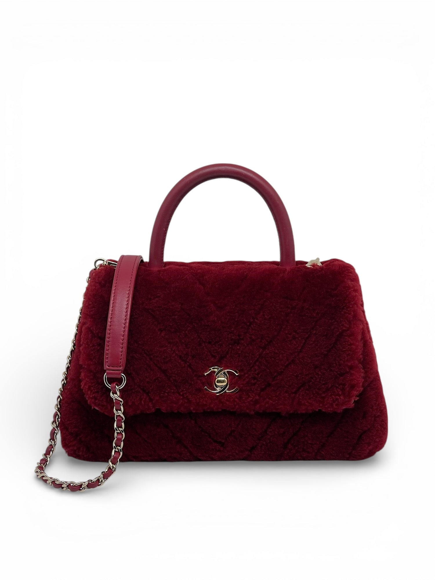 Chanel - Sac Coco Handle en laine Bordeaux