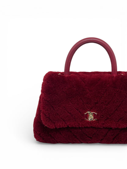 Chanel - Sac Coco Handle en laine Bordeaux