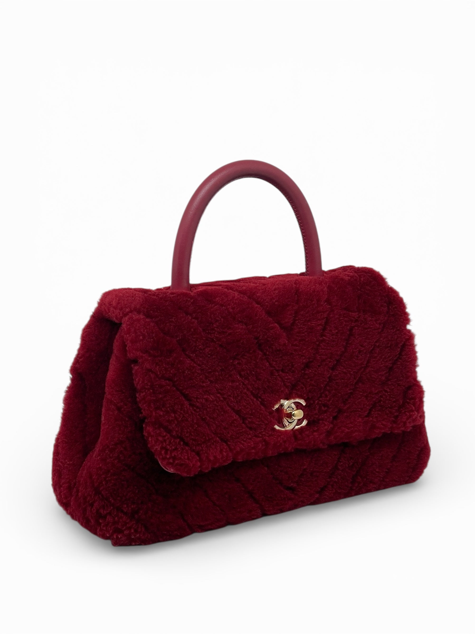 Chanel - Sac Coco Handle en laine Bordeaux