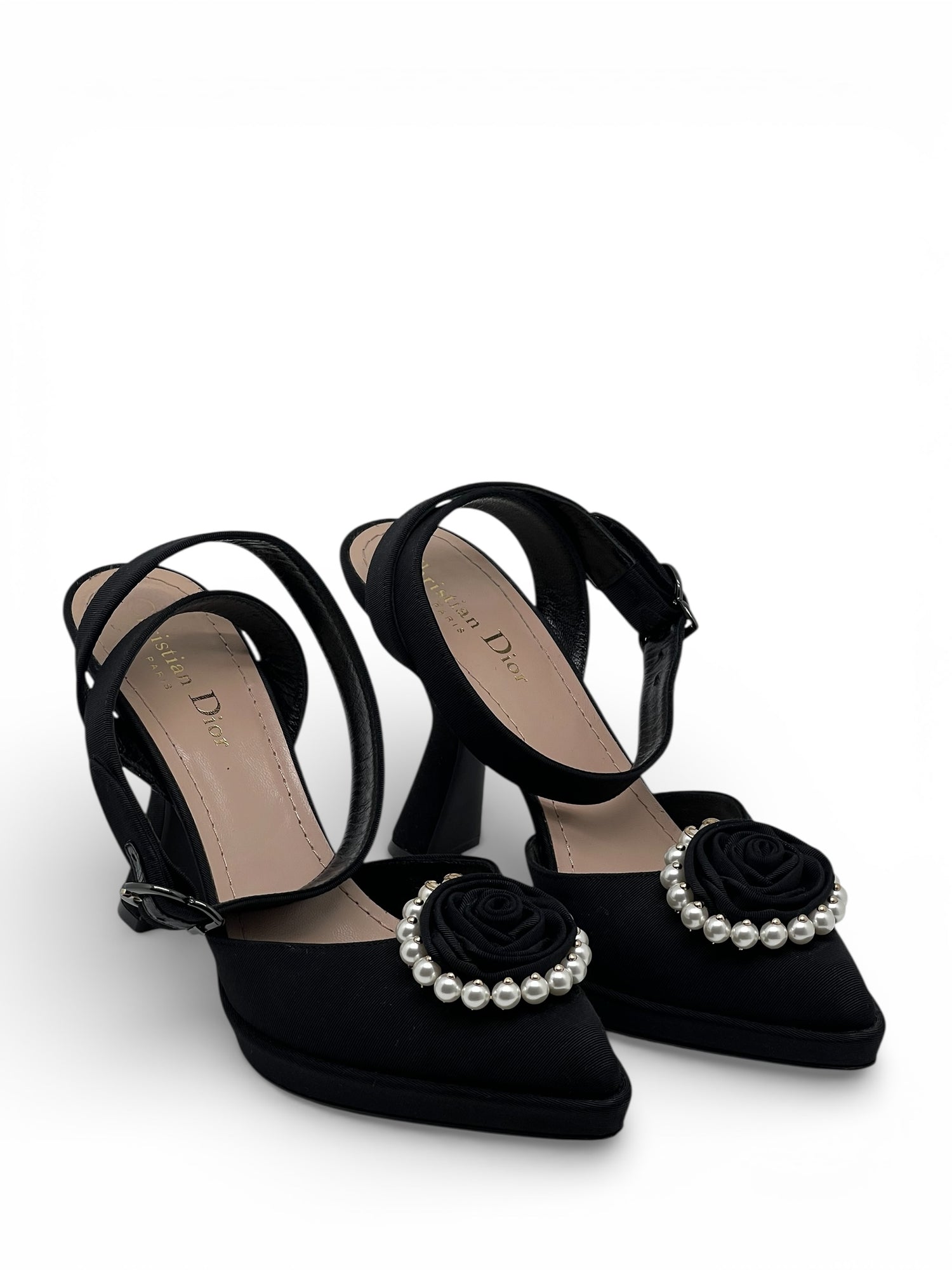 Christian Dior - Escarpins avec roses et perles T37,5