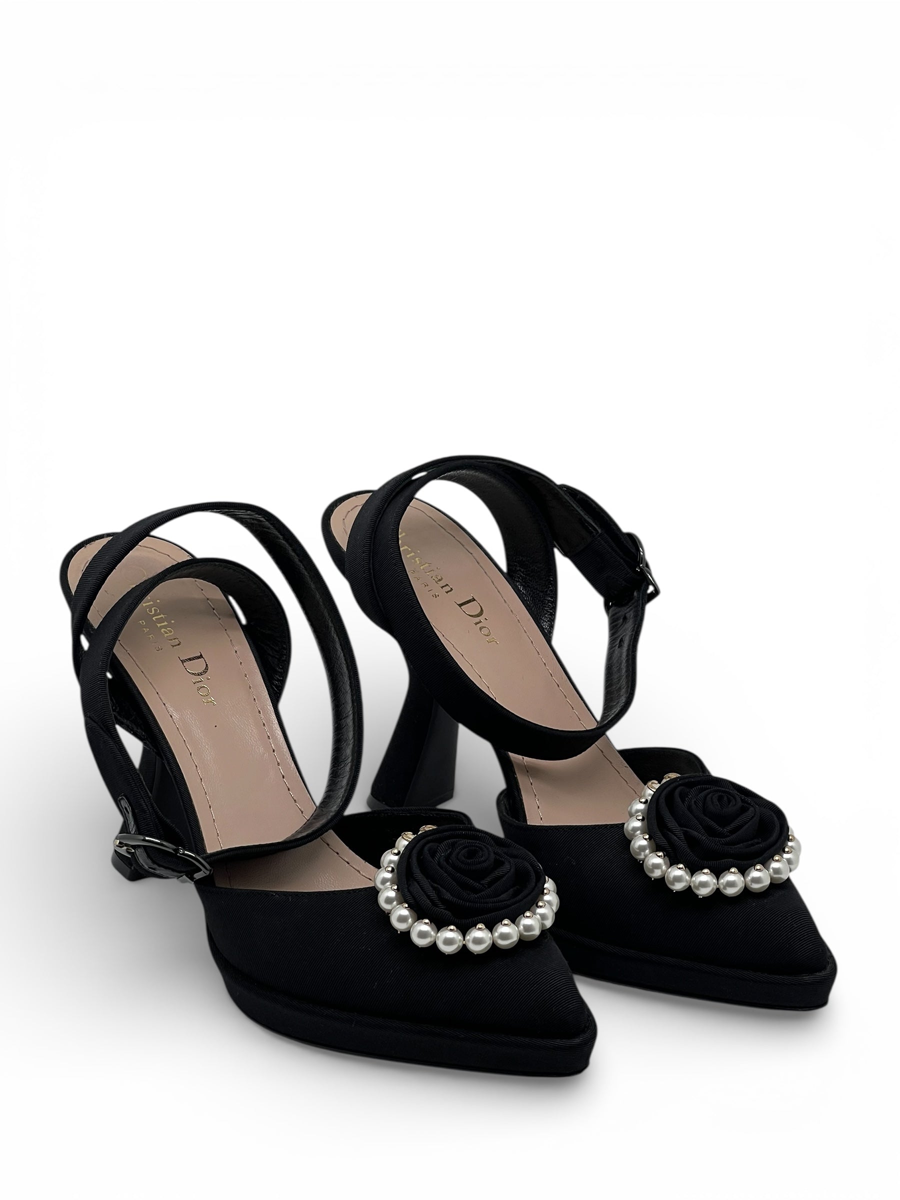 Christian Dior - Escarpins avec roses et perles T37,5