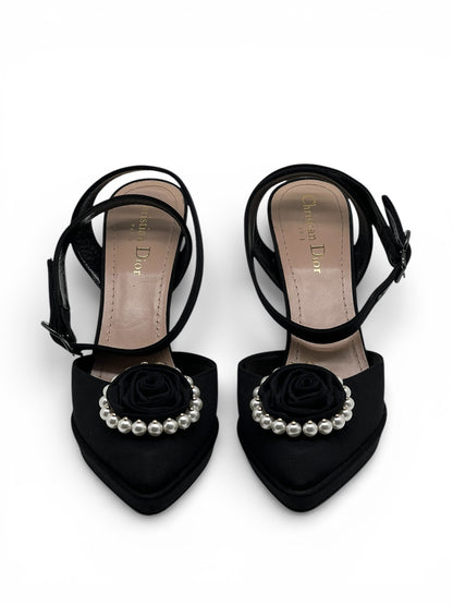 Christian Dior - Escarpins avec roses et perles T37,5