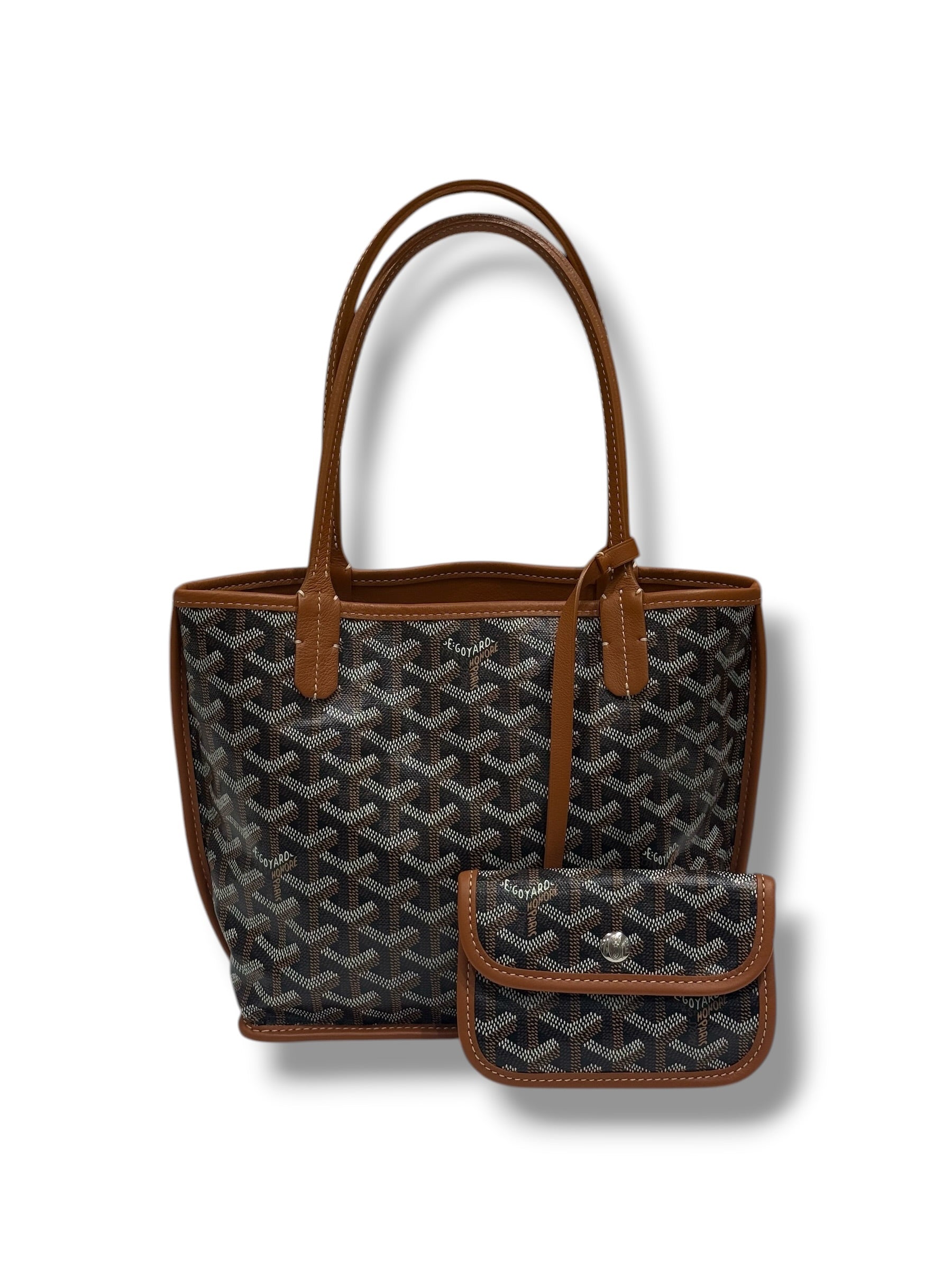 Goyard - Sac Mini Anjou réversible toile et cuir Gold