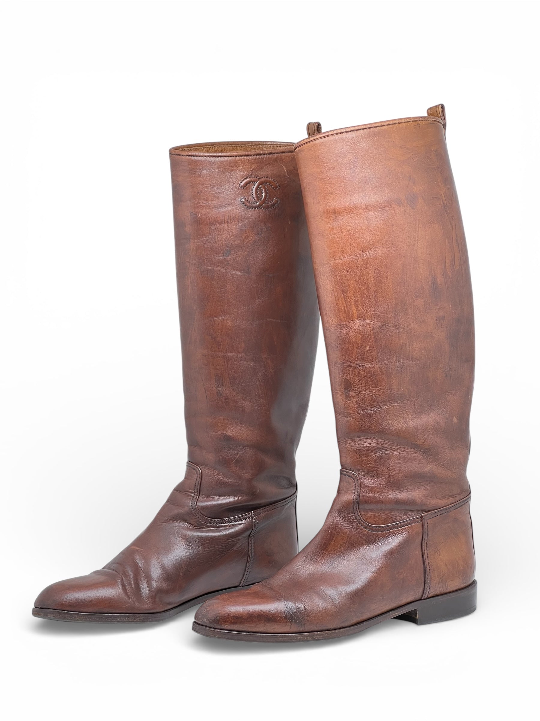 Chanel - Bottes en cuir marron T38,5