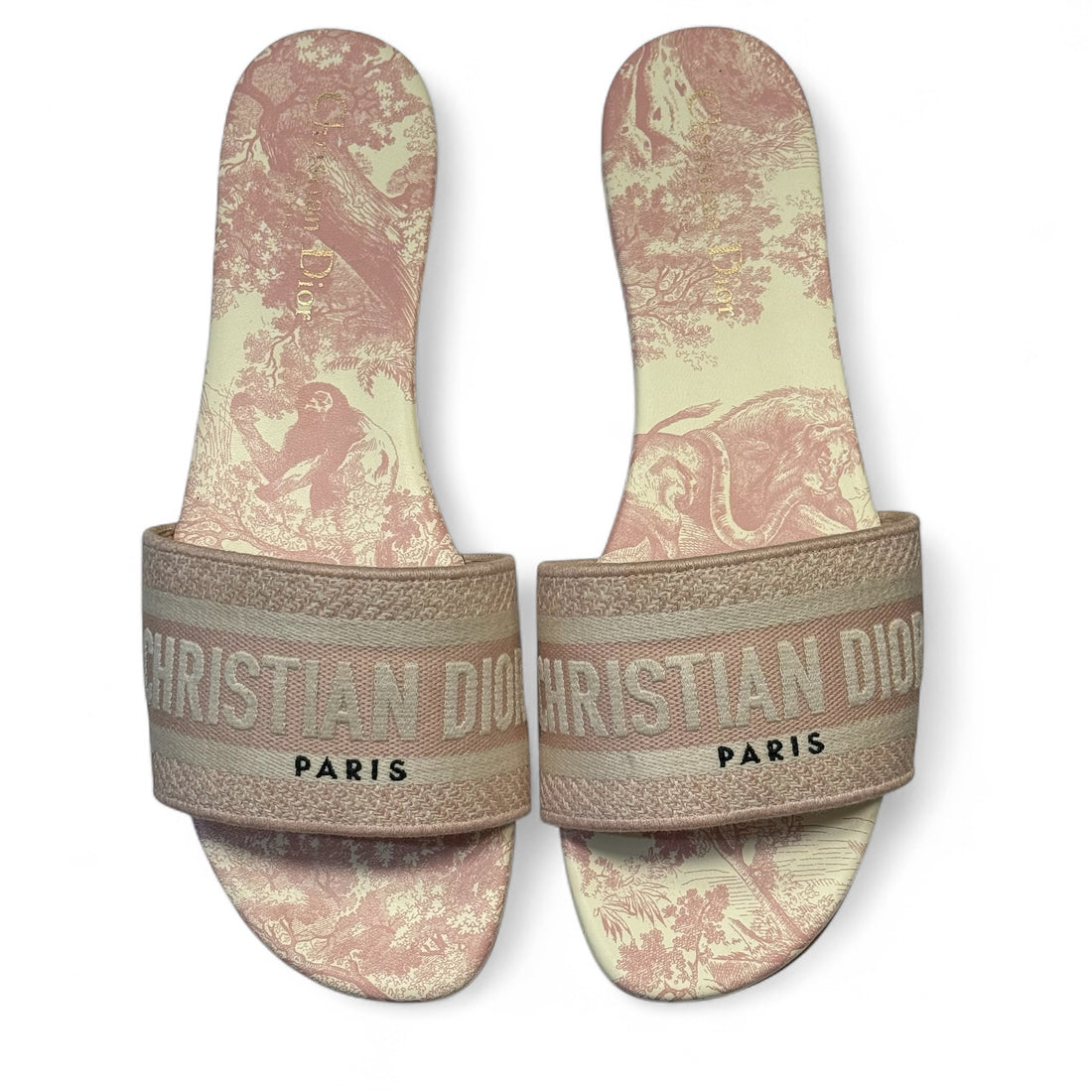 Dior - Mules toile de jouy rose T.39