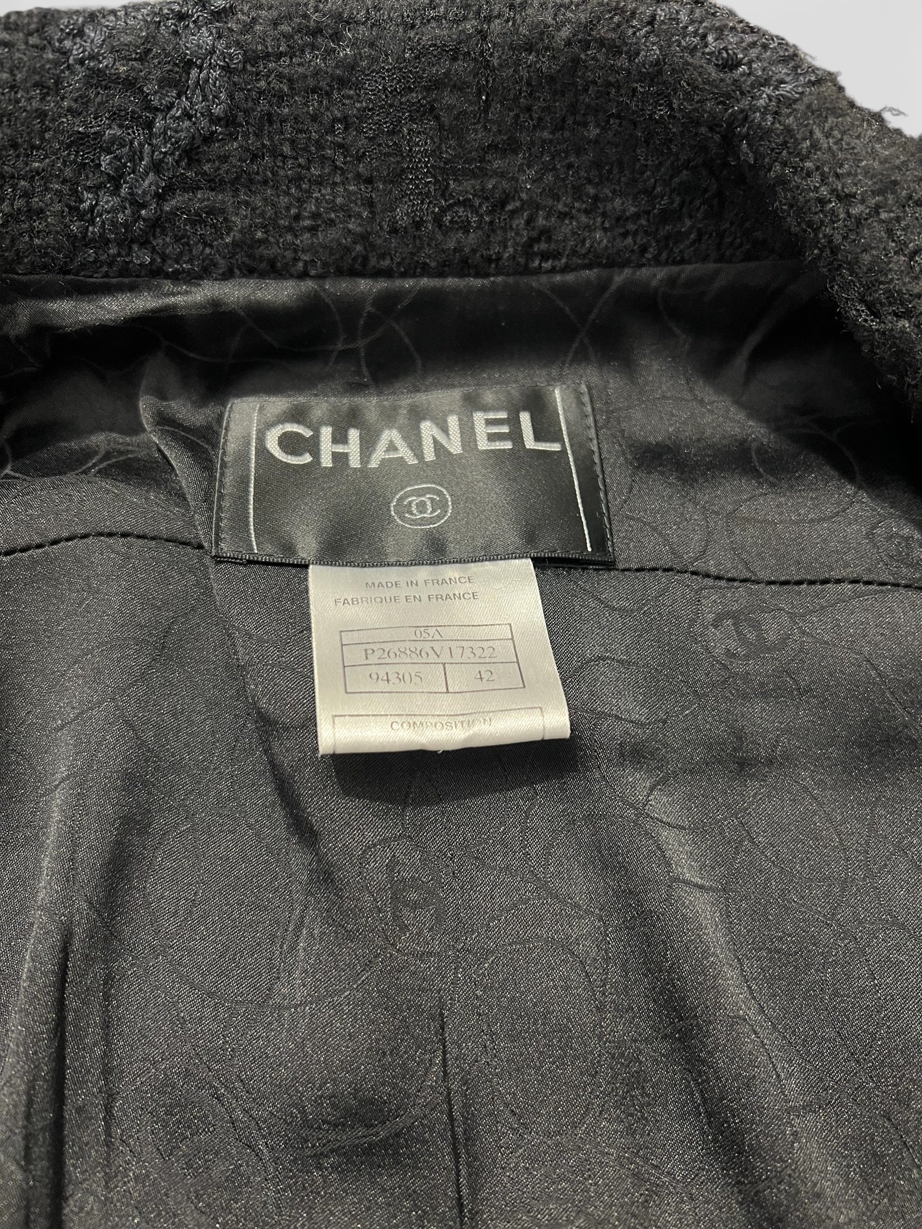 Chanel - Veste Noir en Tweed T42 | Les Folies d’Eugénie