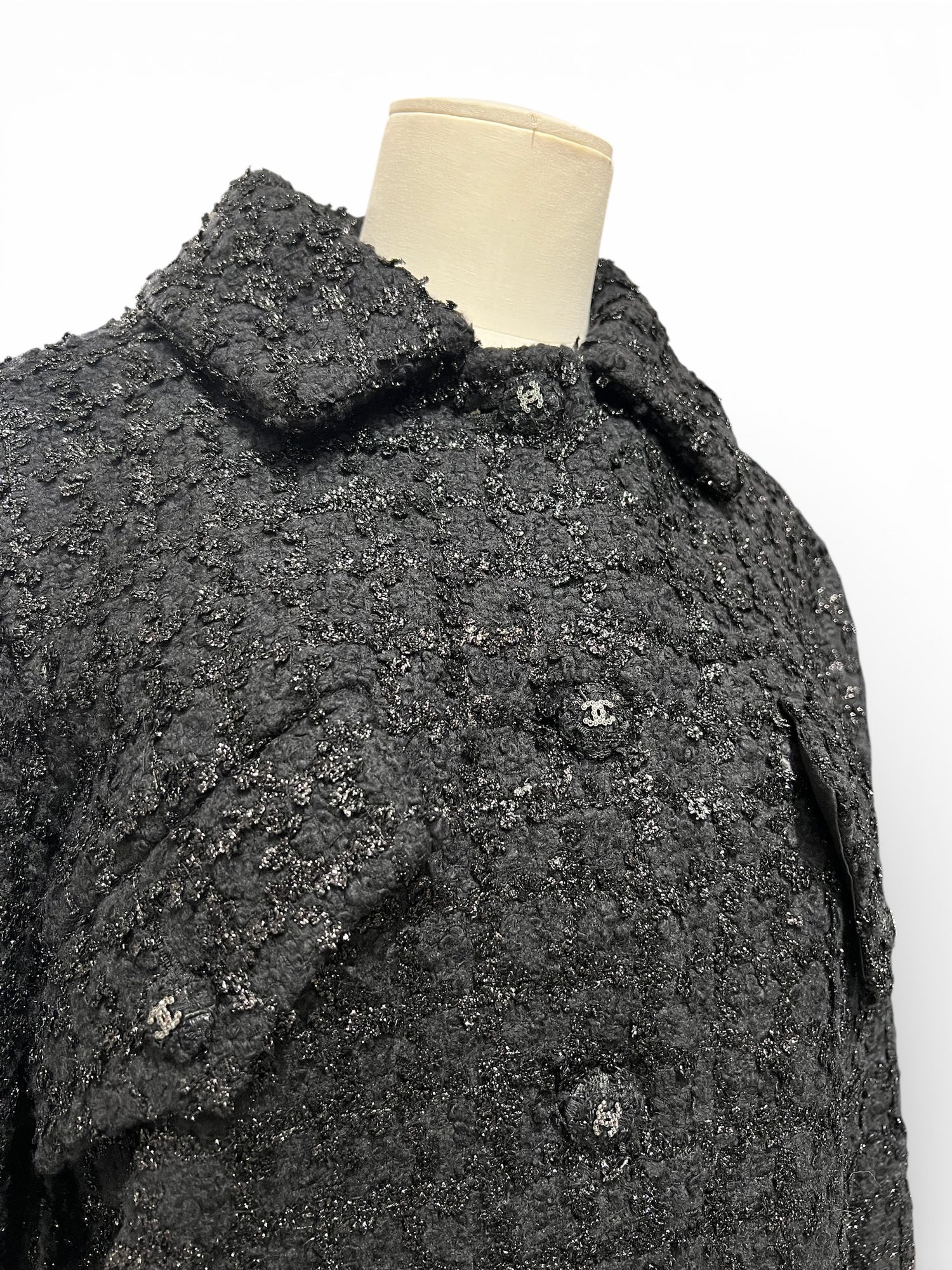 Chanel - Gilet long en tweed noir T38
