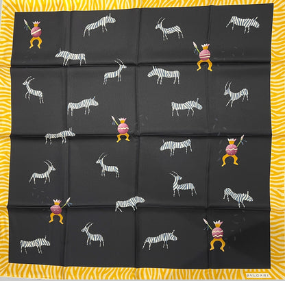 Bulgari - Carré bicolore avec motifs animaliers