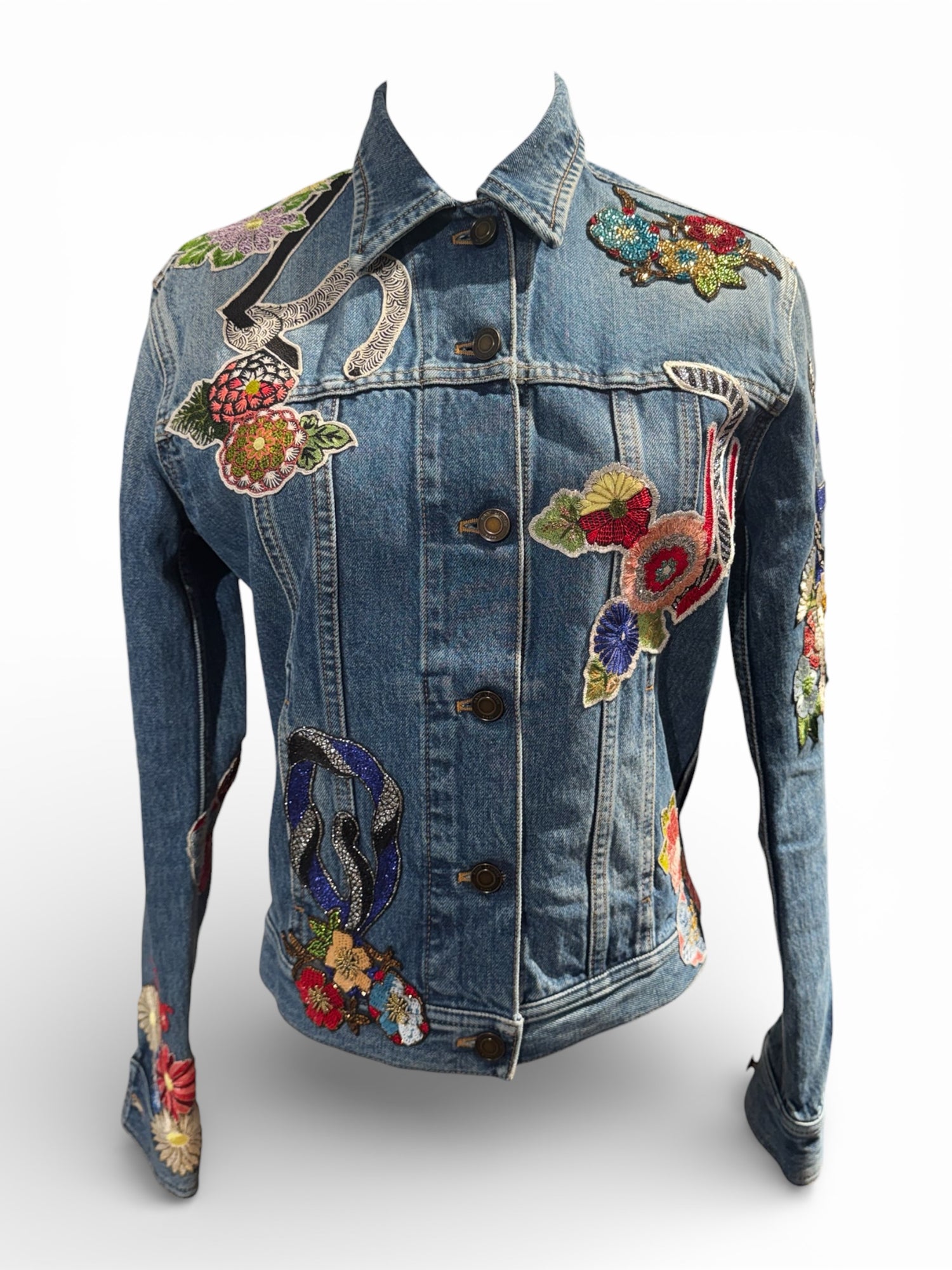 Saint Laurent - Veste en Jean Brodée T36 | Les Folies d’Eugénie