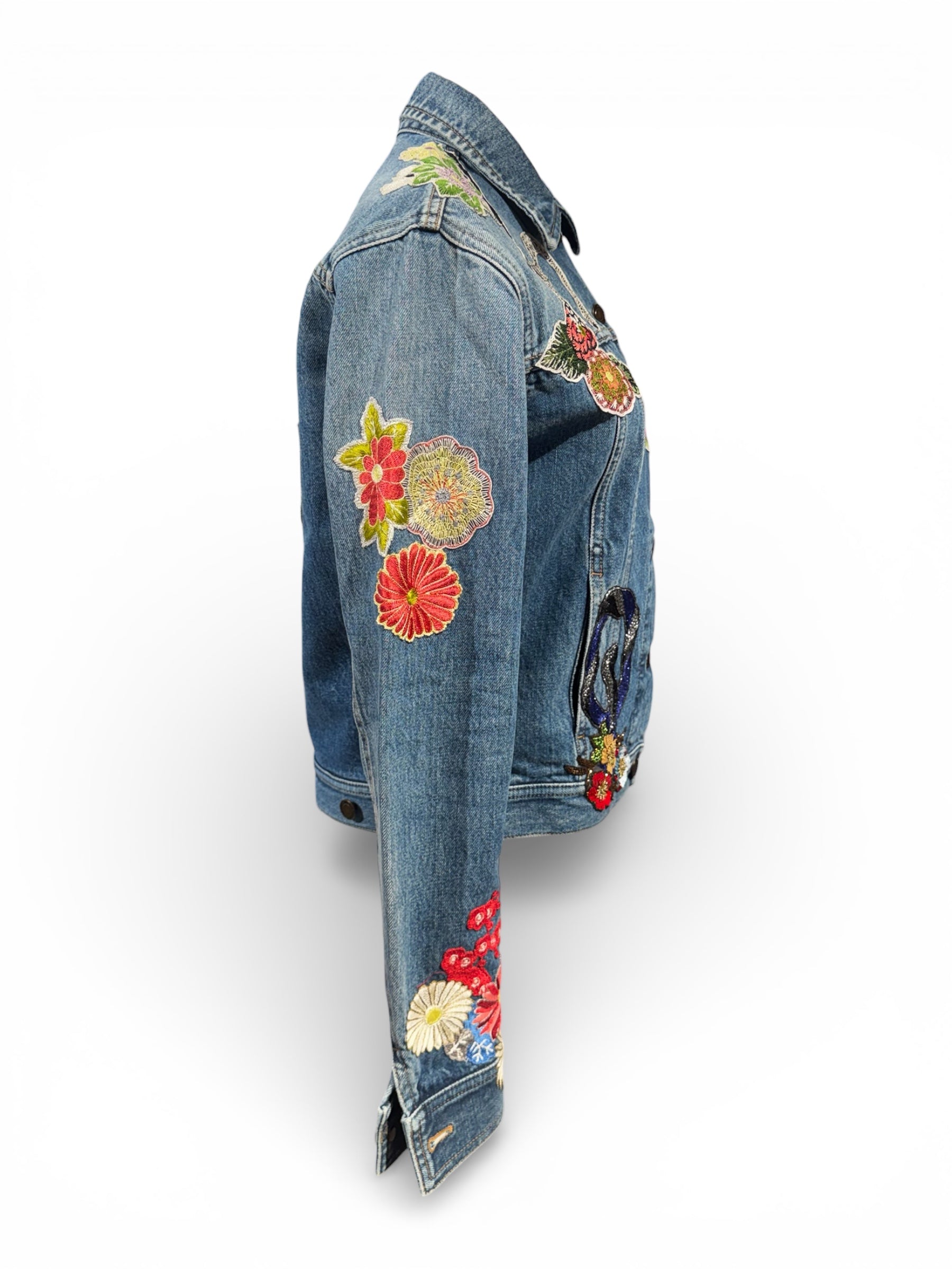 Saint Laurent - Veste en Jean Brodée T36 | Les Folies d’Eugénie