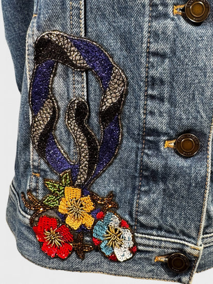 Saint Laurent - Veste en Jean Brodée T36 | Les Folies d’Eugénie