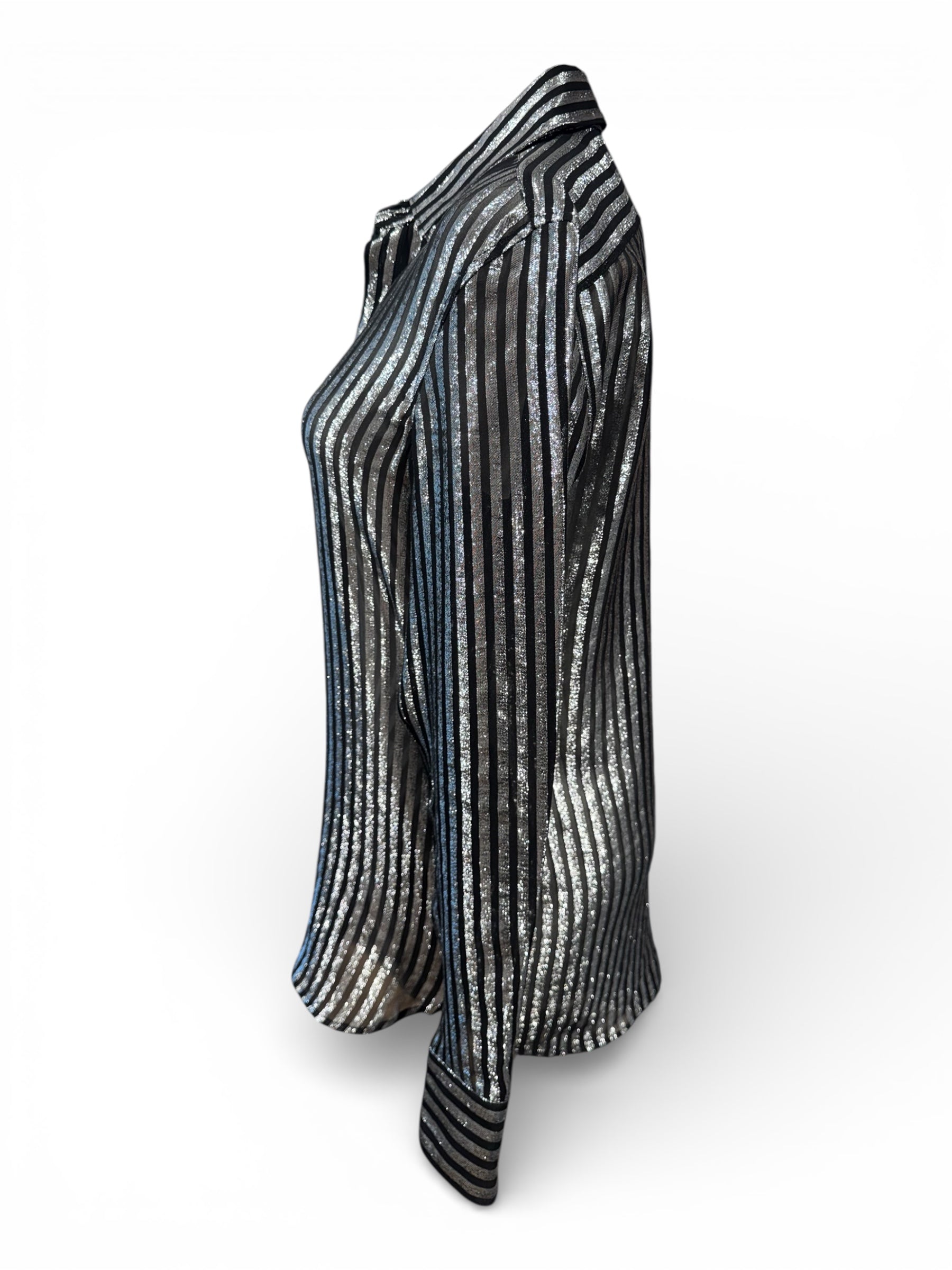 Saint Laurent - Chemise à Rayures Argentée T36 | Les Folies d’Eugénie