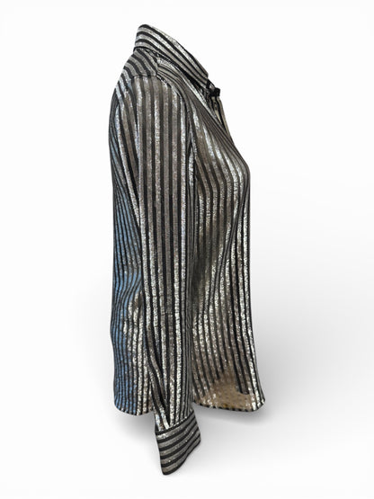 Saint Laurent - Chemise à Rayures Argentée T36 | Les Folies d’Eugénie