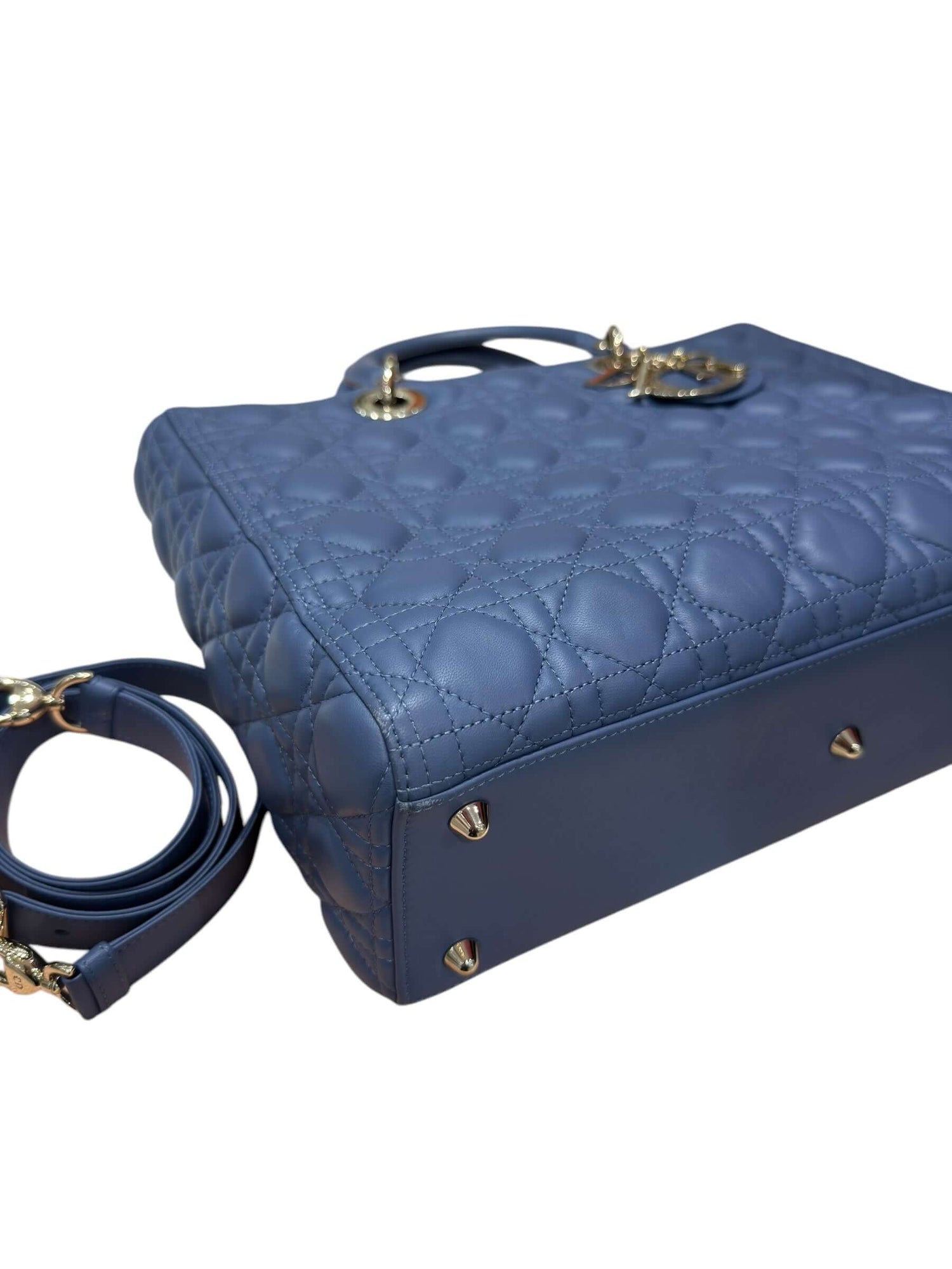 Christian Dior - Sac Lady Dior Large en cuir bleu orage