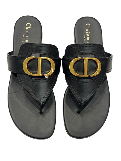 Dior - tongs en cuir noir 30 Montaigne T36