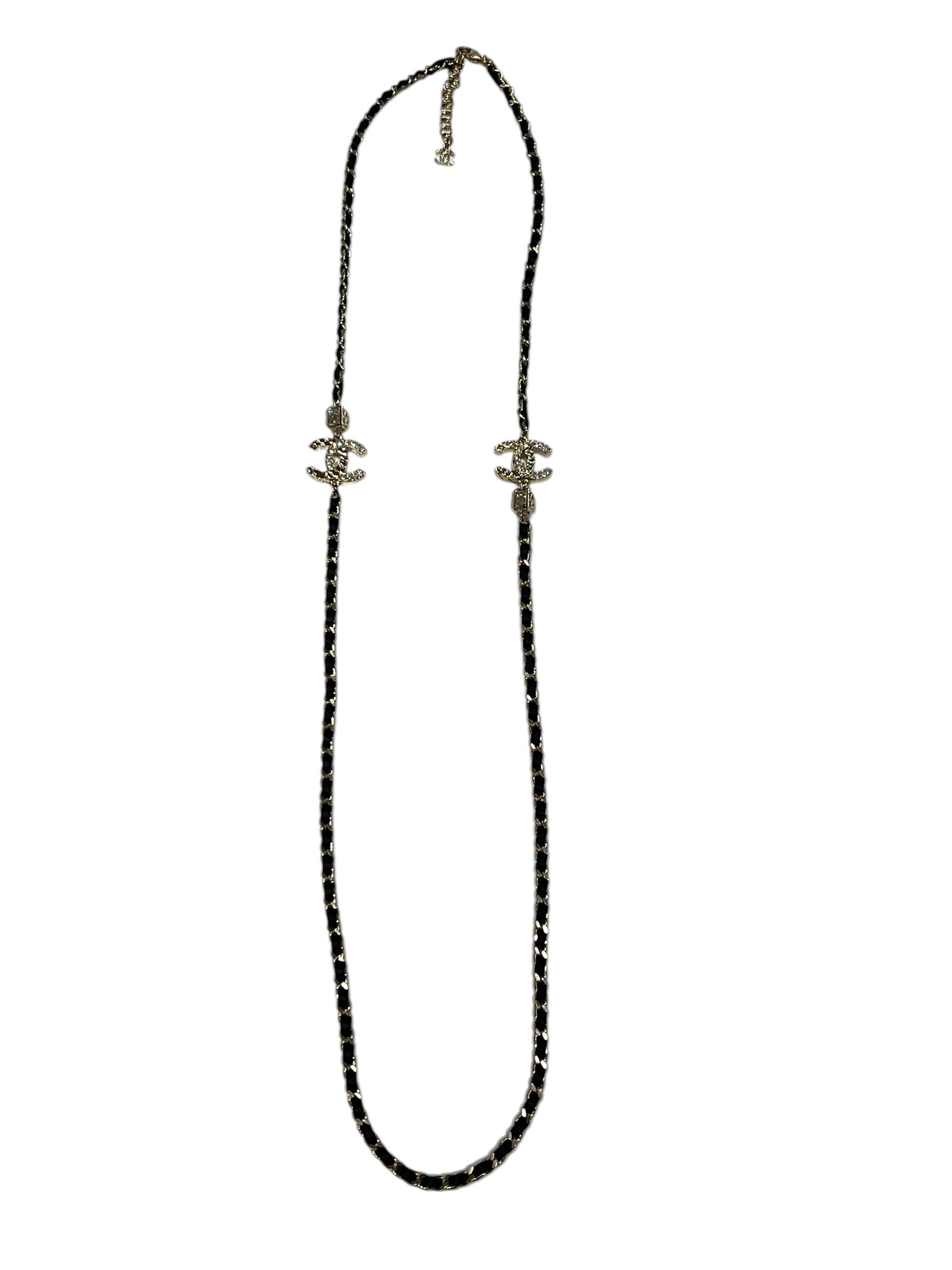 Chanel sautoir chaîne entrelacée de cuir