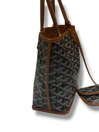 Goyard - Sac Mini Anjou réversible toile et cuir Gold